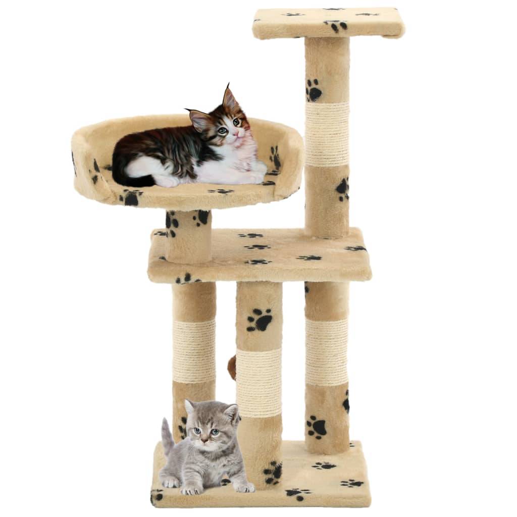 Arbre à chat, Tour à chat et griffoirs en sisal 65 cm Beige Motif de pattes MP76 - Image 1