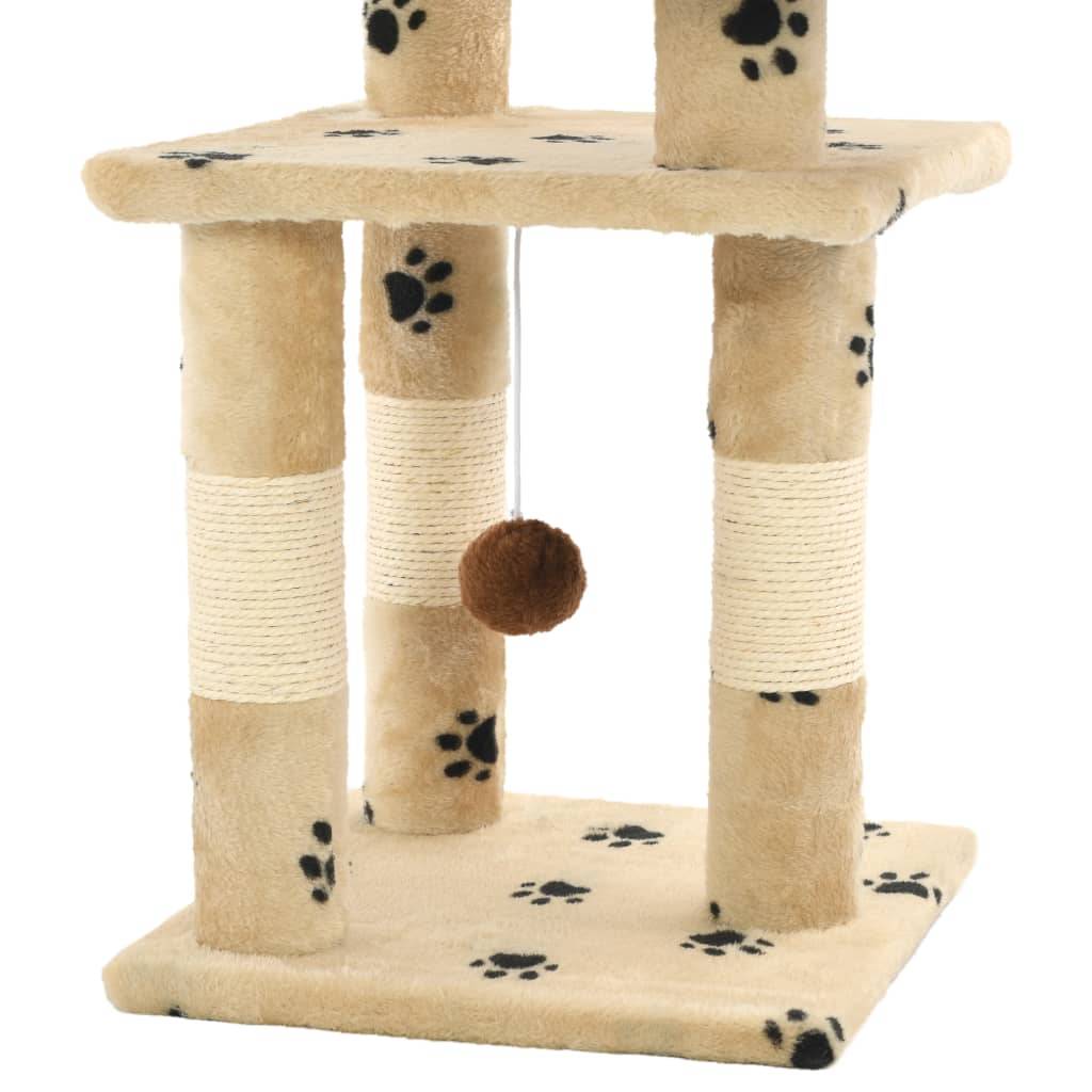 Arbre à chat, Tour à chat et griffoirs en sisal 65 cm Beige Motif de pattes MP76 - Image 5