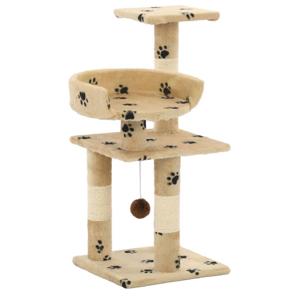 Arbre à chat, Tour à chat et griffoirs en sisal 65 cm Beige Motif de pattes MP76 - Image 2