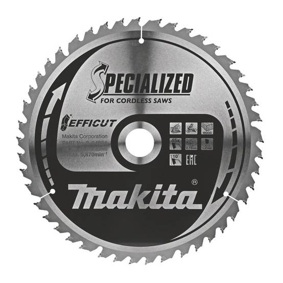 Lames carbure "EFFICUT" pour bois, pour scies radiales à batterie MAKITA - taille Ø 190 mm x 45 Dents - MAKITA ACCESSOIRES - Image 2
