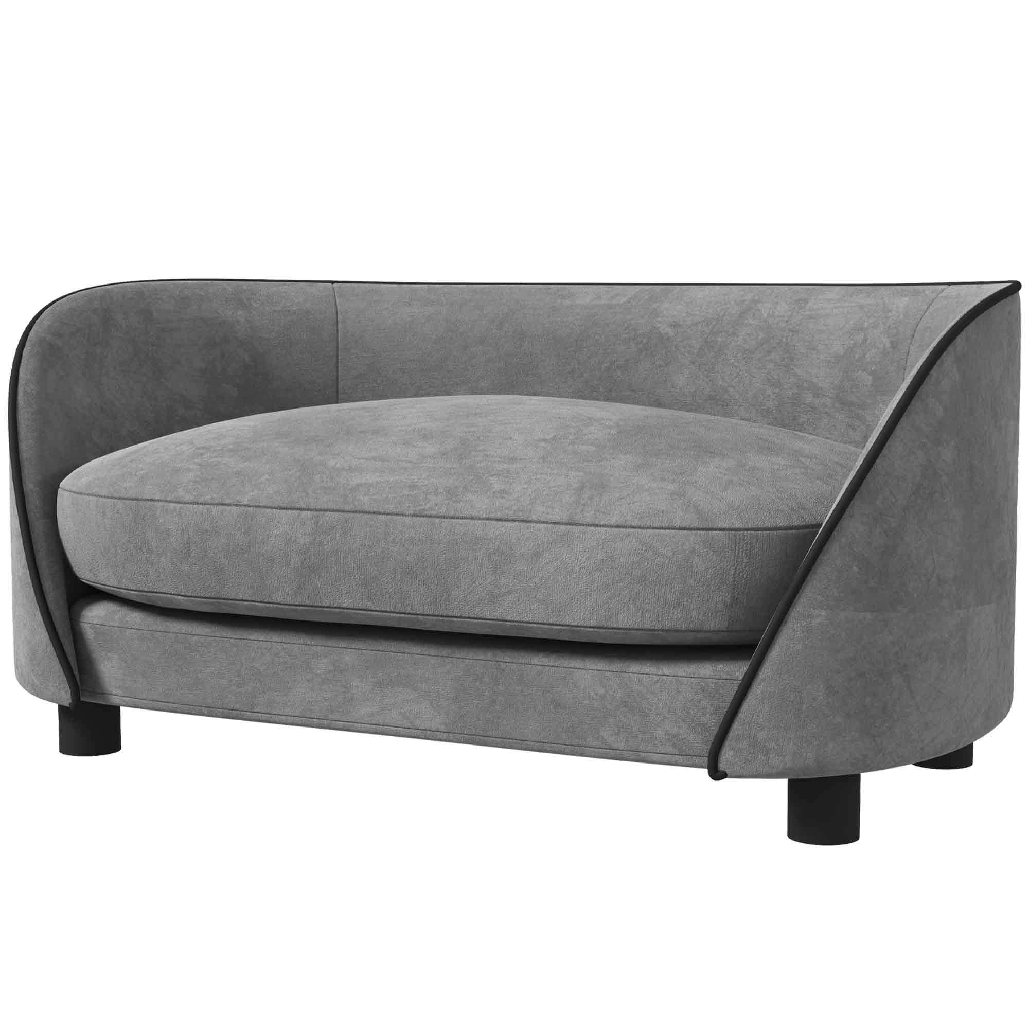 Canapé chien en velours pour petits animaux avec housse lavable 67x43x31cm gris - ComfortXL Outdoor Living - Image 2