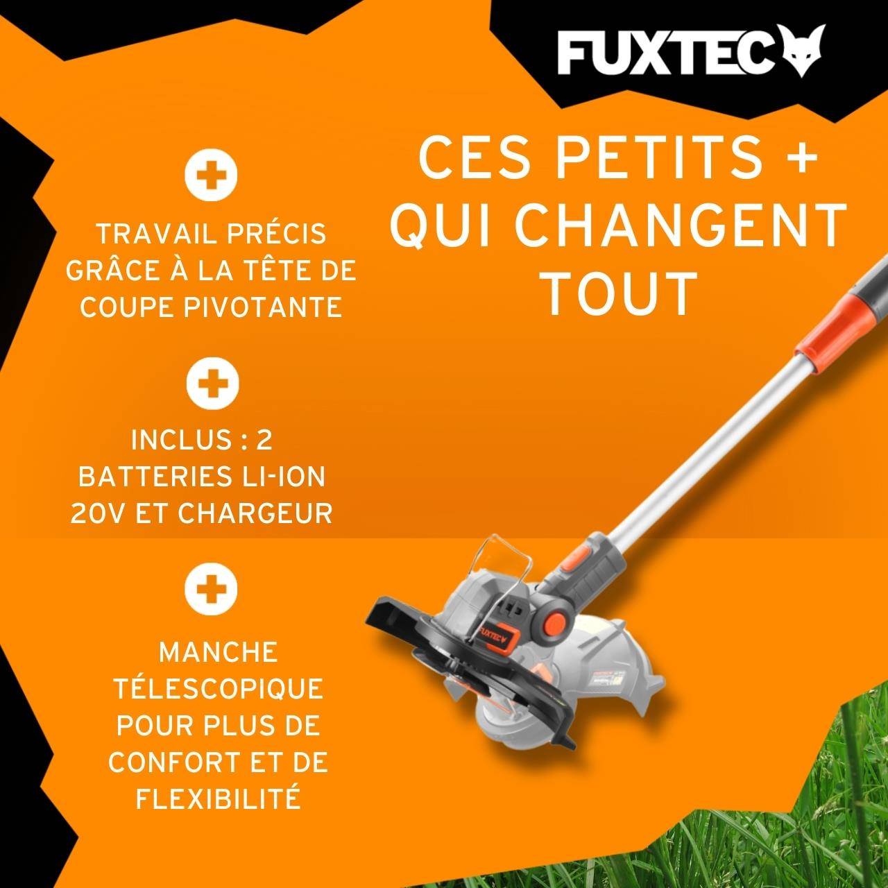 FUXTEC - Coupe bordure batterie - FUXTEC FX-E1RT20 - 20V Set batterie 2Ah et chargeur 2A - Image 4