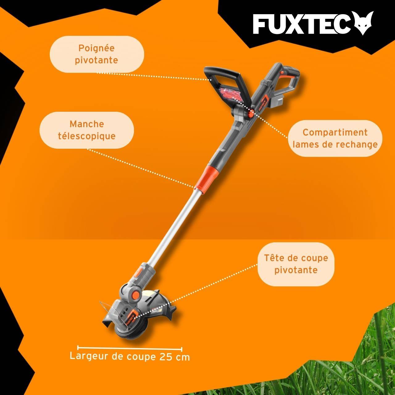 FUXTEC - Coupe bordure batterie - FUXTEC FX-E1RT20 - 20V Set batterie 2Ah et chargeur 2A - Image 6