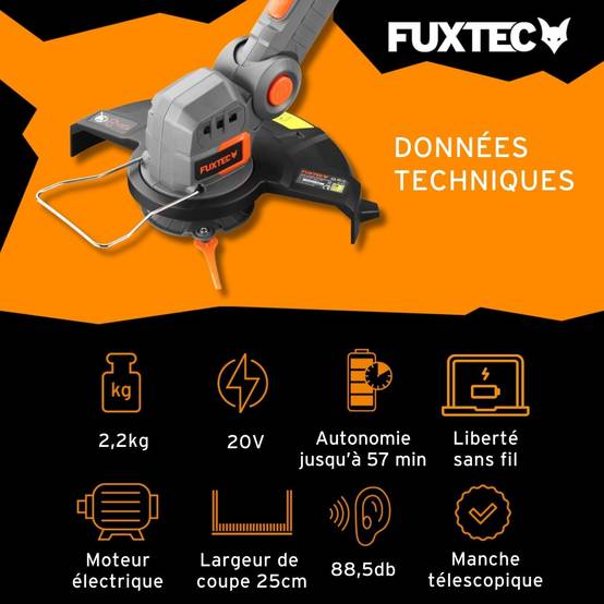 FUXTEC - Coupe bordure batterie - FUXTEC FX-E1RT20 - 20V Set batterie 2Ah et chargeur 2A - Image 3