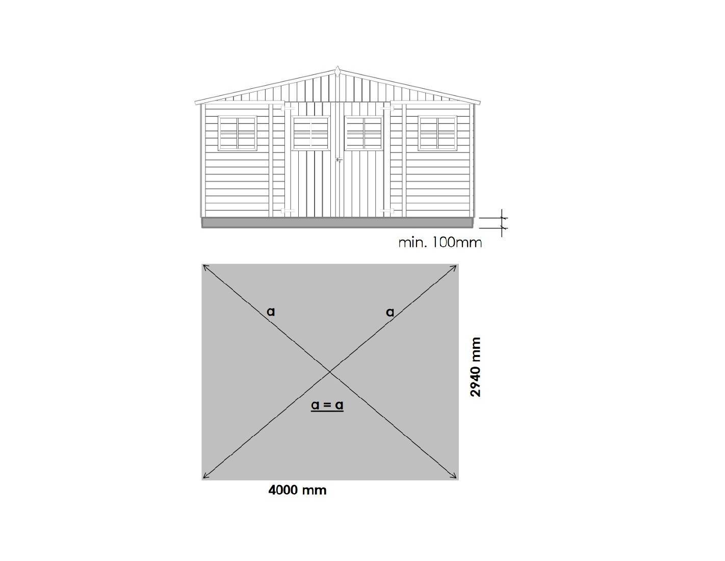 Altanka - Abri de jardin en bois 11.88 m2 - 4x2.97 m - Couleur: naturel - DOM667 - ALTANKA - Imagen 5