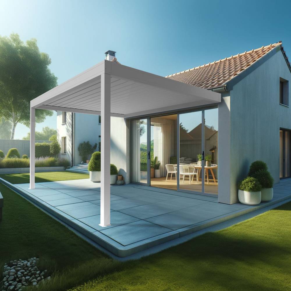 Pergola Bioclimatique AVANOA 4,00x4,613 M Vérin à Télécommande (Blanc) - Alia Productions - Imagen 1
