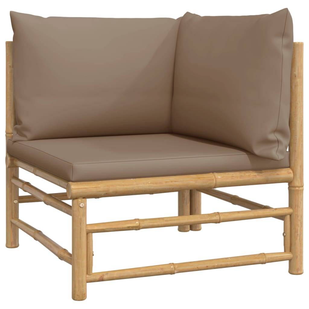 Canapés d'Angle Jardin Bambou 2 pcs Coussins Taupe Modulables – ComfortXL Outdoor Living - Image 4