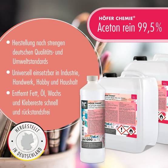 Acétone pur 99,5% Höfer Chemie® en bouteille de 1 L x 15 - Image 2