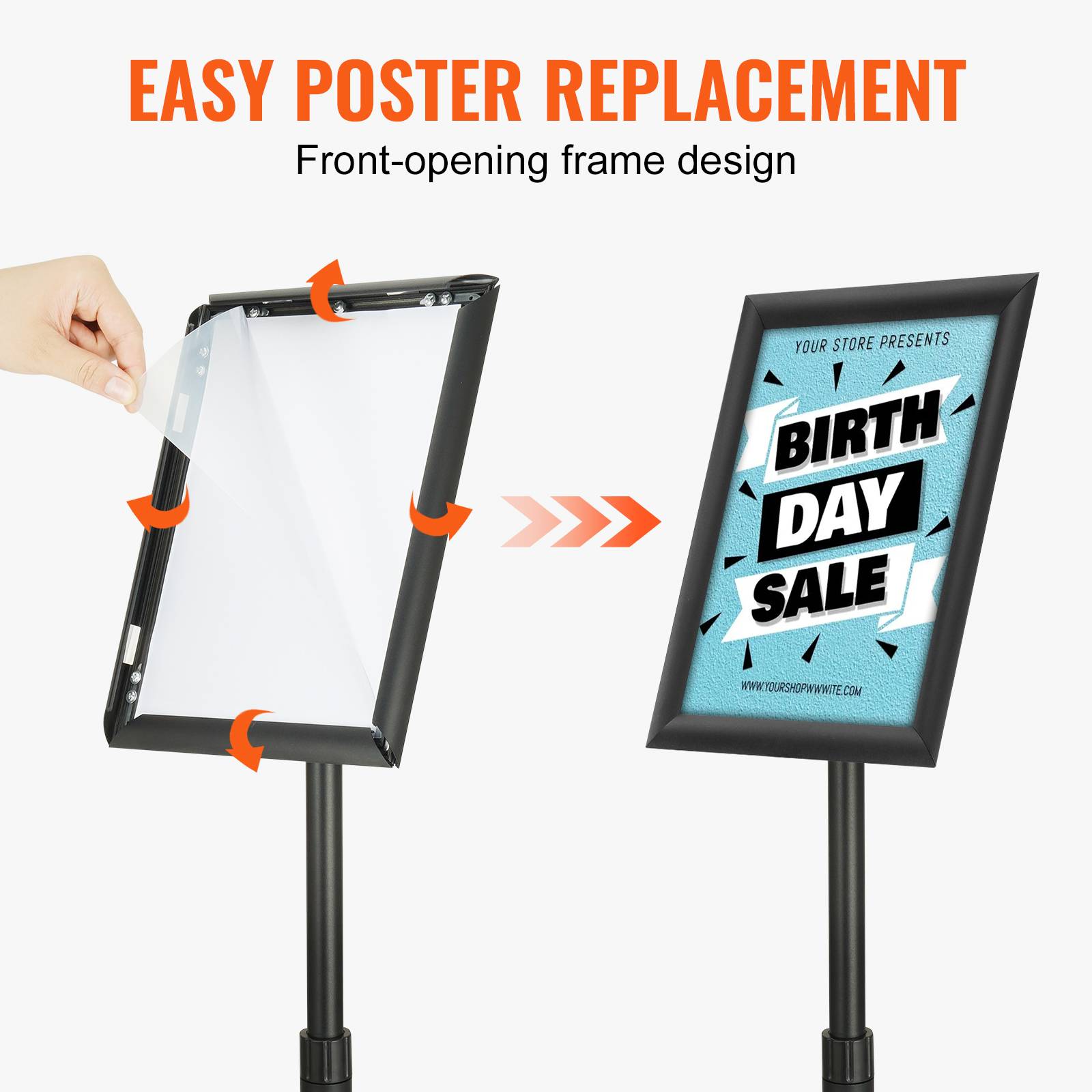 VEVOR Porte-affiche 279x216 mm, rotation 360°, hauteur réglable 820-1250 mm, alu. - Image 6