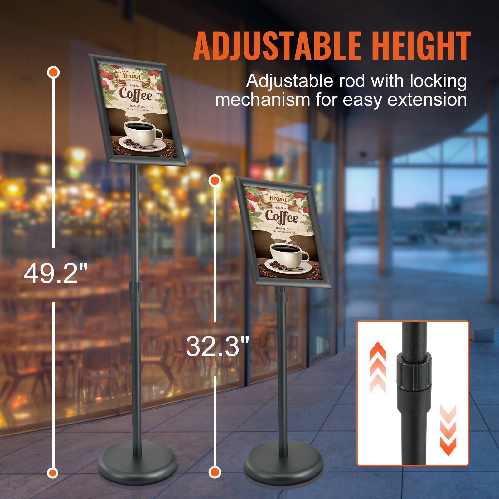 VEVOR Porte-affiche 279x216 mm, rotation 360°, hauteur réglable 820-1250 mm, alu. - Image 3
