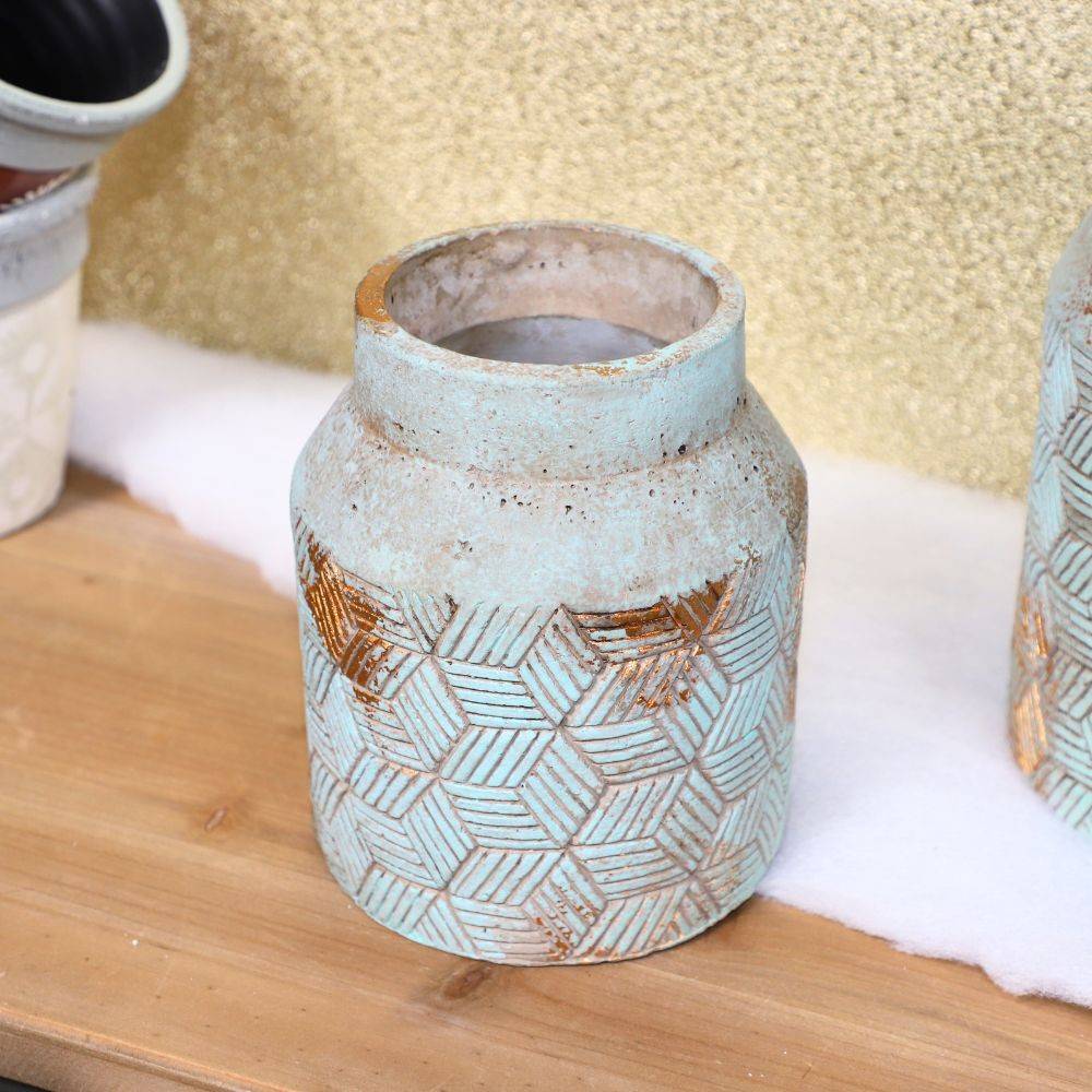 ° Vase en béton vert de gris Ø14.5 x 24 cm Chemin de campagne - Image 5