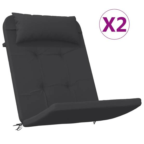 Coussins de chaise Adirondack tissu Oxford noir 126 x 58 x 4.5 cm - PANGIVO - Image 2