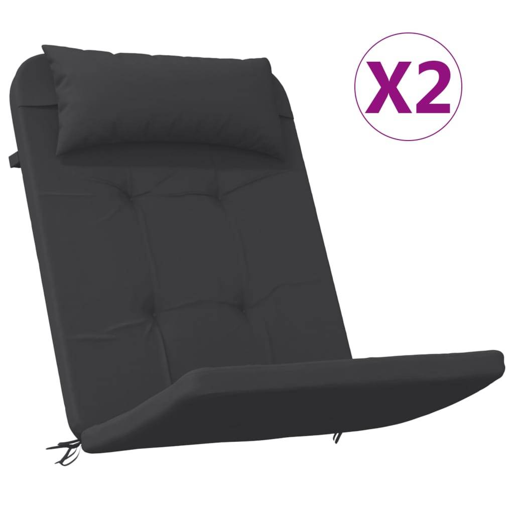 Coussins de chaise Adirondack tissu Oxford noir 126 x 58 x 4.5 cm - PANGIVO - Image 2