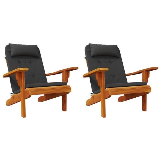 Coussins de chaise Adirondack tissu Oxford noir 126 x 58 x 4.5 cm - PANGIVO - Image 4