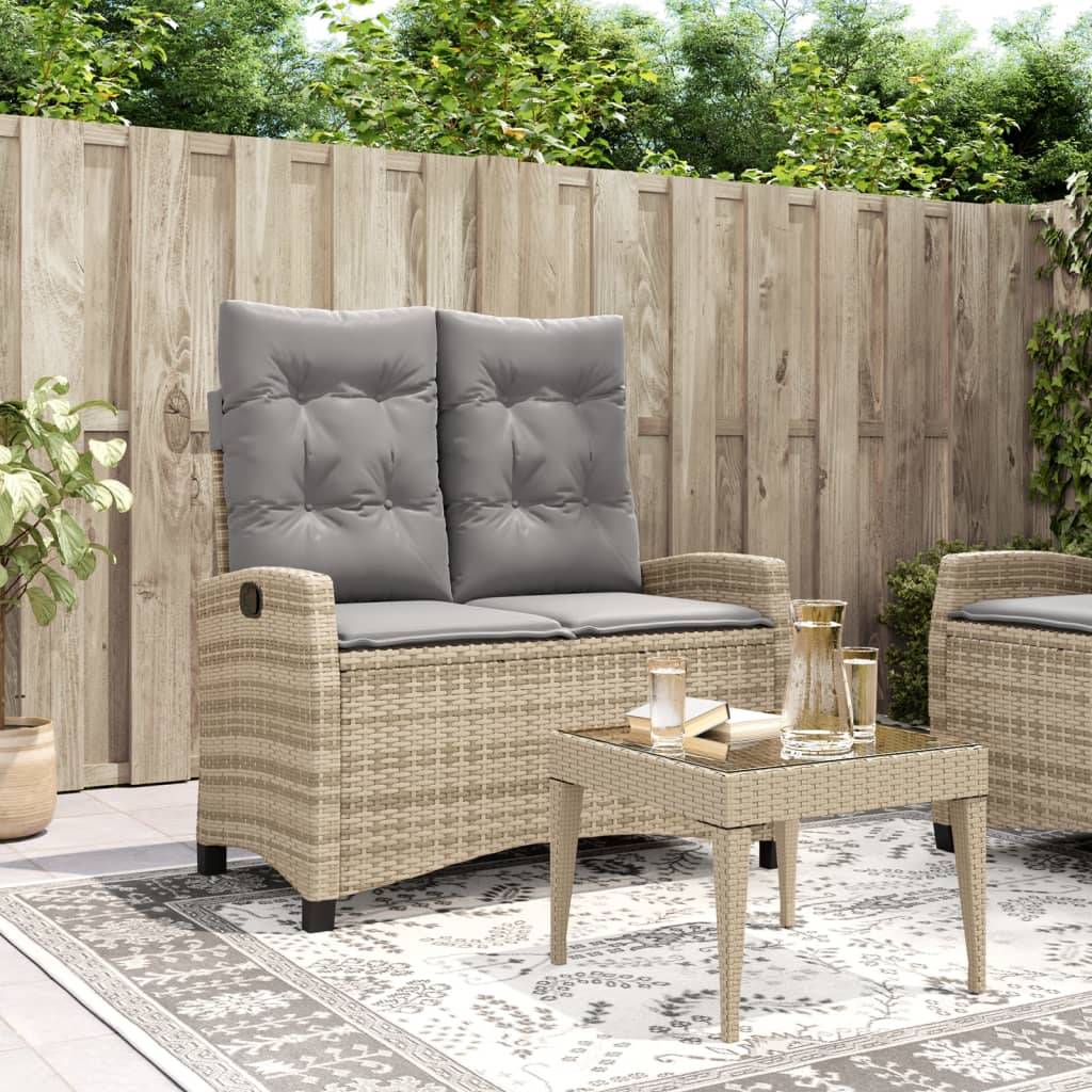 Canapé extérieur ajustable large poly rotin coussins gris clair beige – ComfortXL Outdoor Living - Image 1