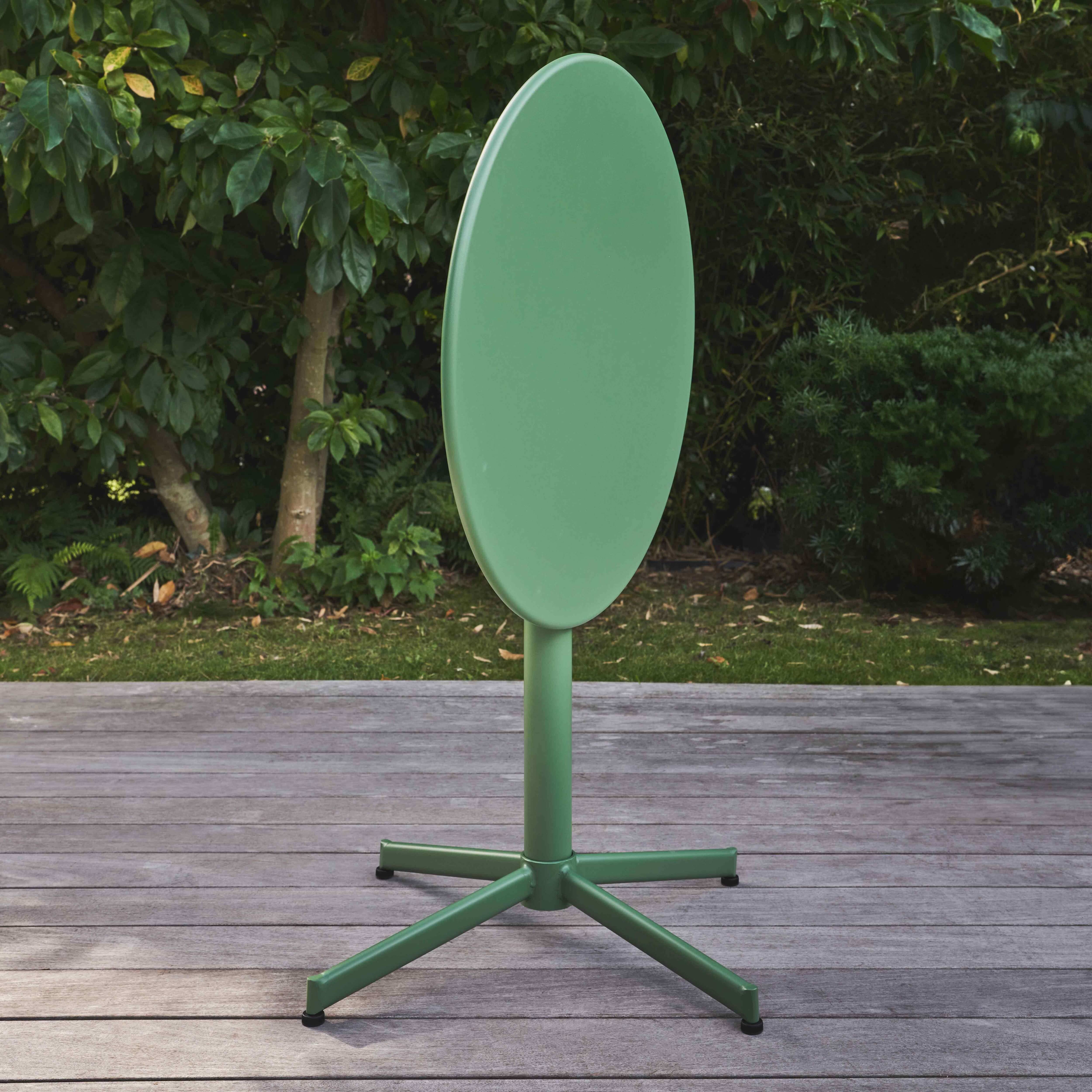 Oviala - Table de jardin ronde bistro inclinable en acier vert cactus Palavas - Oviala - Image 3
