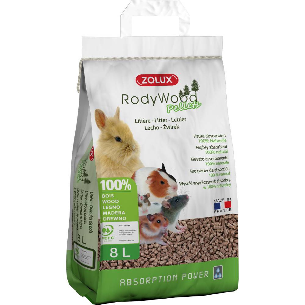 Zolux - zolux - Litière Rodywood pellets pour rongeur 8 L, 5.64 kg - Imagen 1
