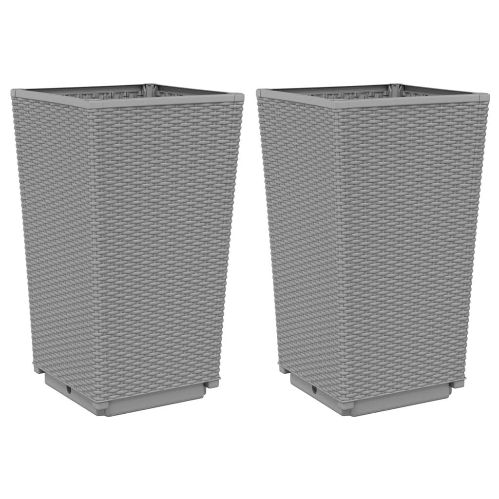 Maison Chic - Lot de 2 Jardinières, Bac à fleurs, Pot de fleurs gris clair 32,5x32,5x57 cm polypropylène - Imagen 1