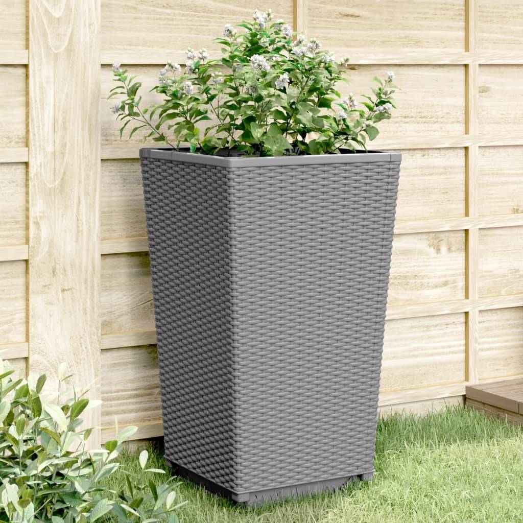 Maison Chic - Lot de 2 Jardinières, Bac à fleurs, Pot de fleurs gris clair 32,5x32,5x57 cm polypropylène - Imagen 2