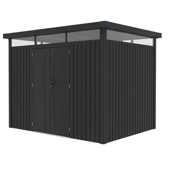 Abri de jardin moderne gris anthracite toit plat en acier galvanisé - Image 6