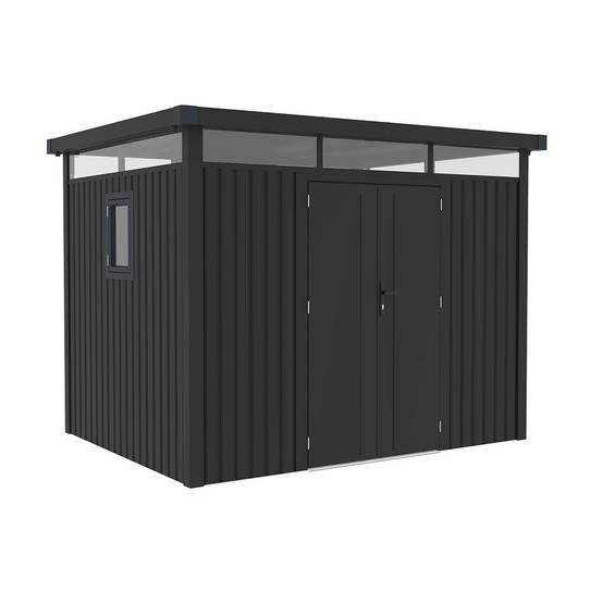 Abri de jardin moderne gris anthracite toit plat en acier galvanisé - Image 2