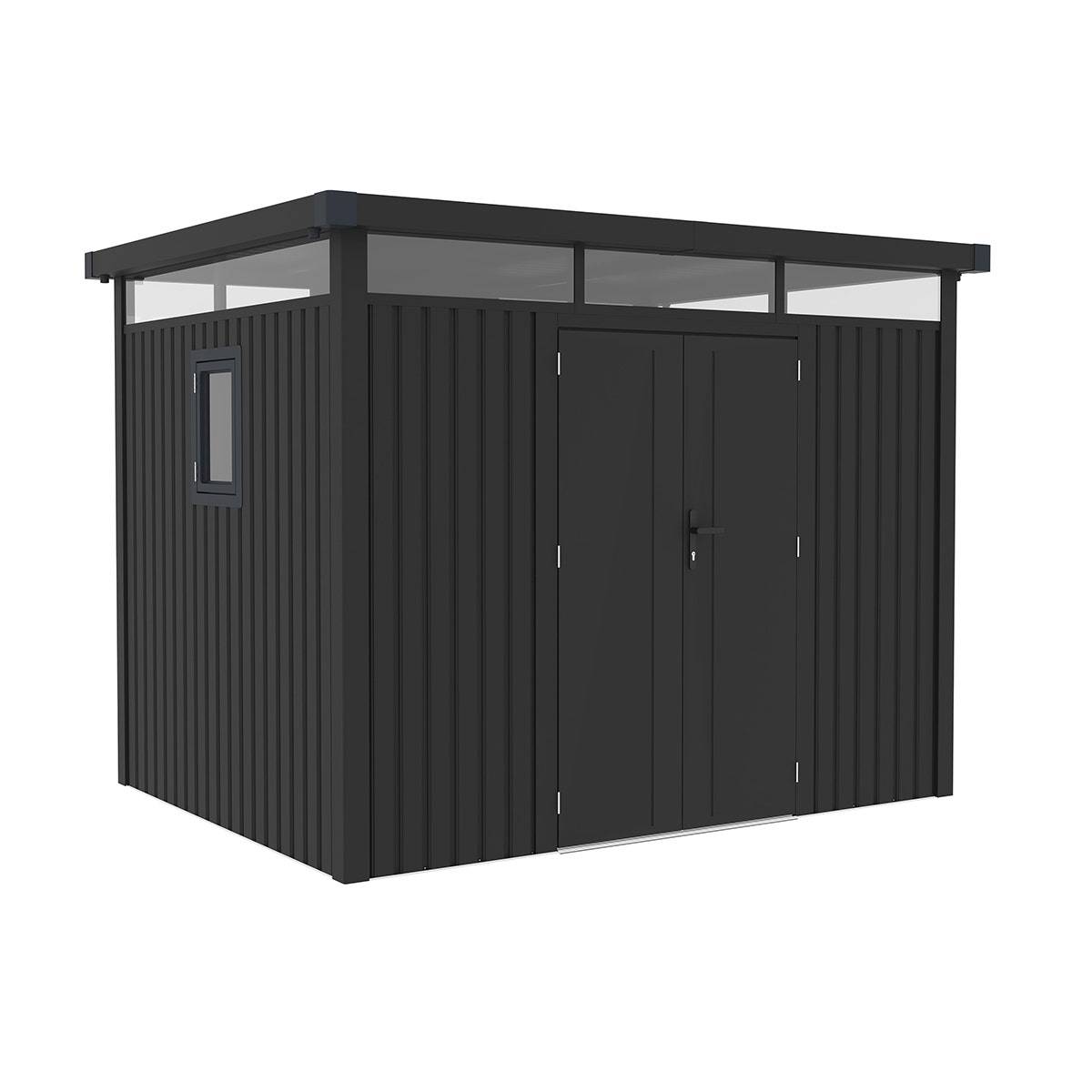 Abri de jardin moderne gris anthracite toit plat en acier galvanisé - Image 2