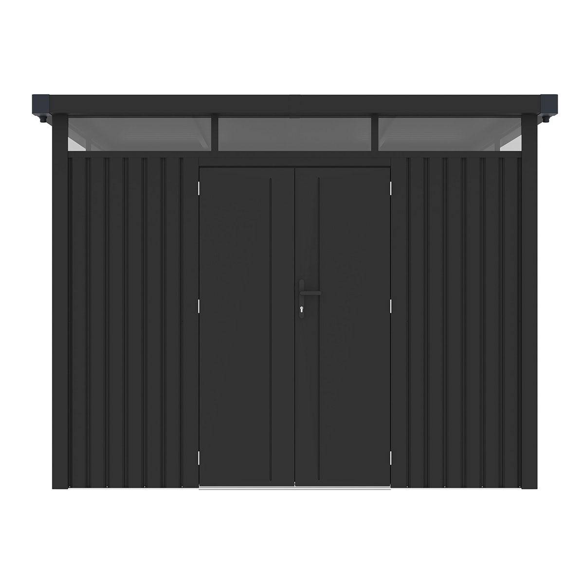 Abri de jardin moderne gris anthracite toit plat en acier galvanisé - Image 8