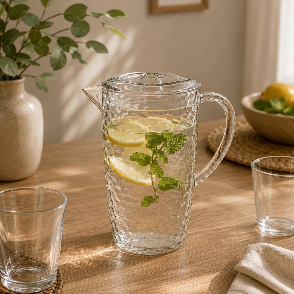 Pichet à eau en plastique martelé - 2L - Image 2