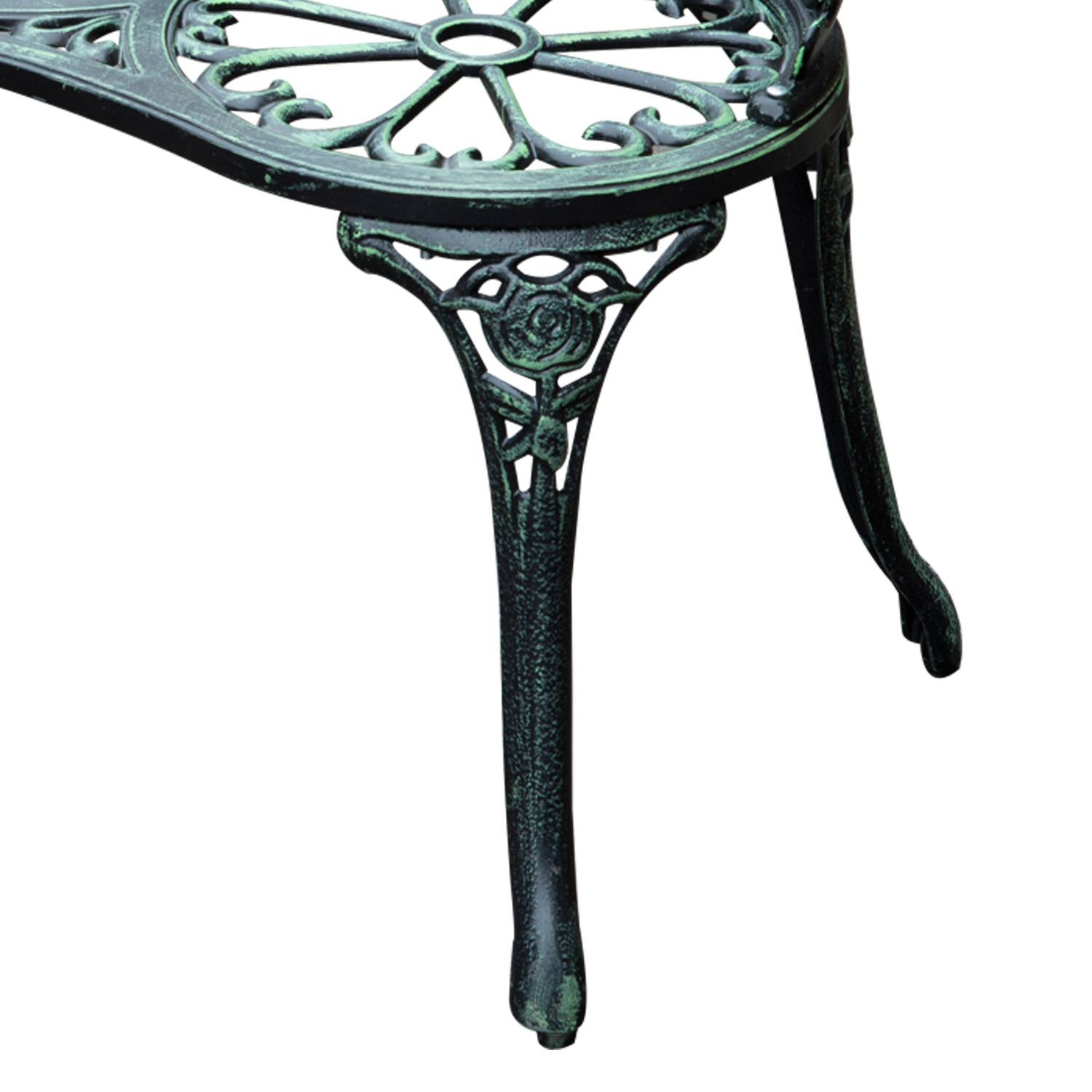 ComfortXL - Banc de jardin romantique fonte aluminium 2 places motif floral vert antique 100cm - ComfortXL Outdoor Living - Image 8