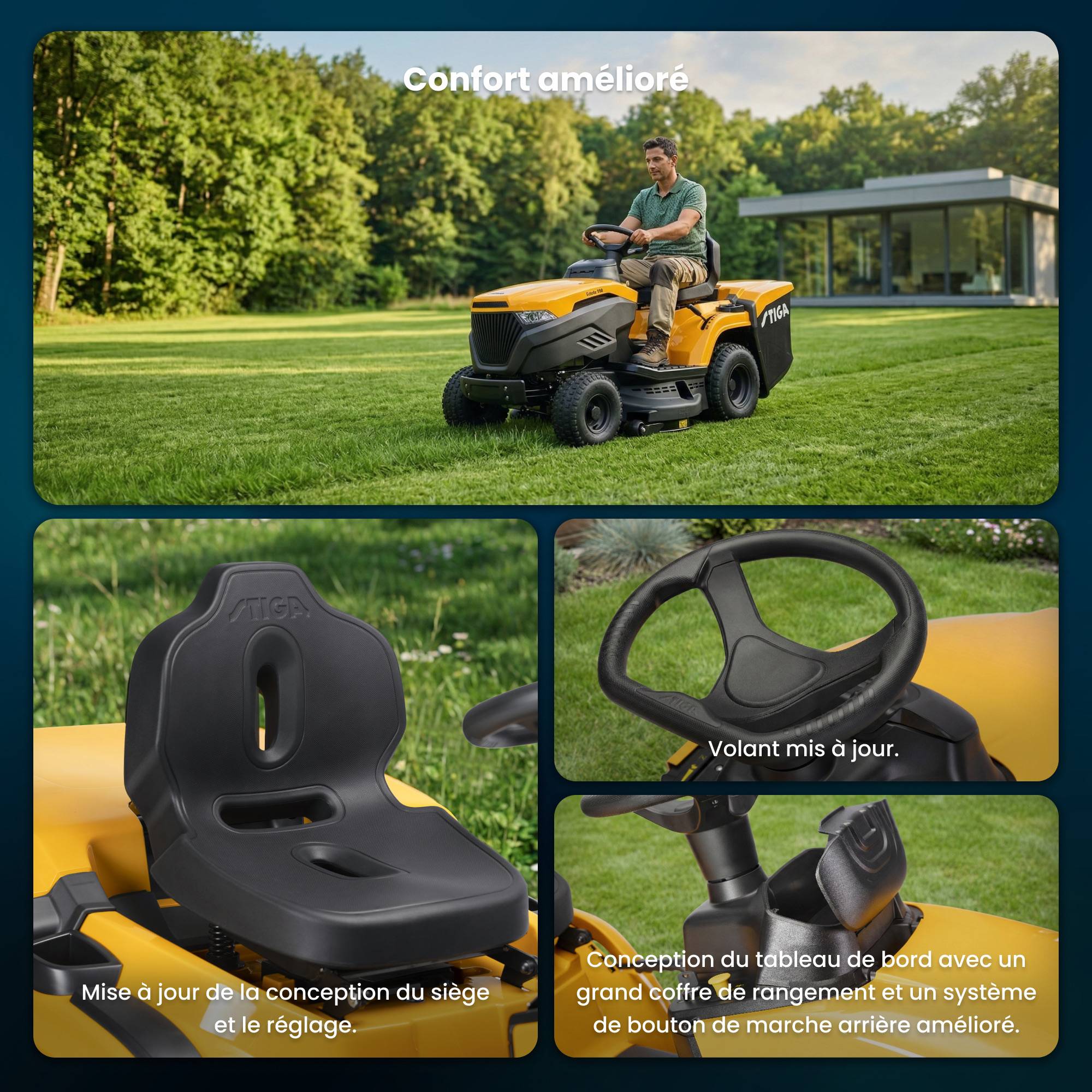 Stiga - Tracteur Estate 598, moteur 452cc, plateau 98cm, collecteur 240L - STIGA - Image 6