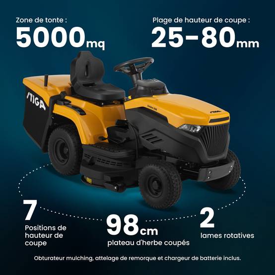 Stiga - Tracteur Estate 598, moteur 452cc, plateau 98cm, collecteur 240L - STIGA - Image 7