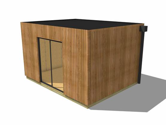 Sans Marque - Dépendance jardin sans permis en bois 4,4 x 3,5 x 2,7 m avec plancher isolé / menuiseries alu k-line - Image 2