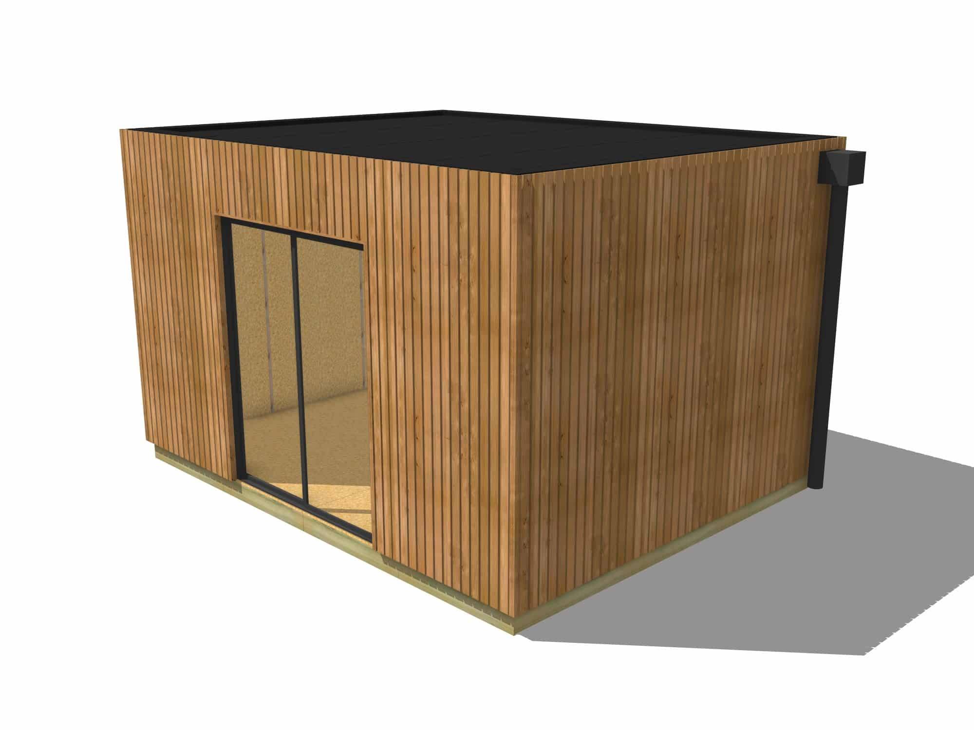 Sans Marque - Dépendance jardin sans permis en bois 4,4 x 3,5 x 2,7 m avec plancher isolé / menuiseries alu k-line - Imagen 2
