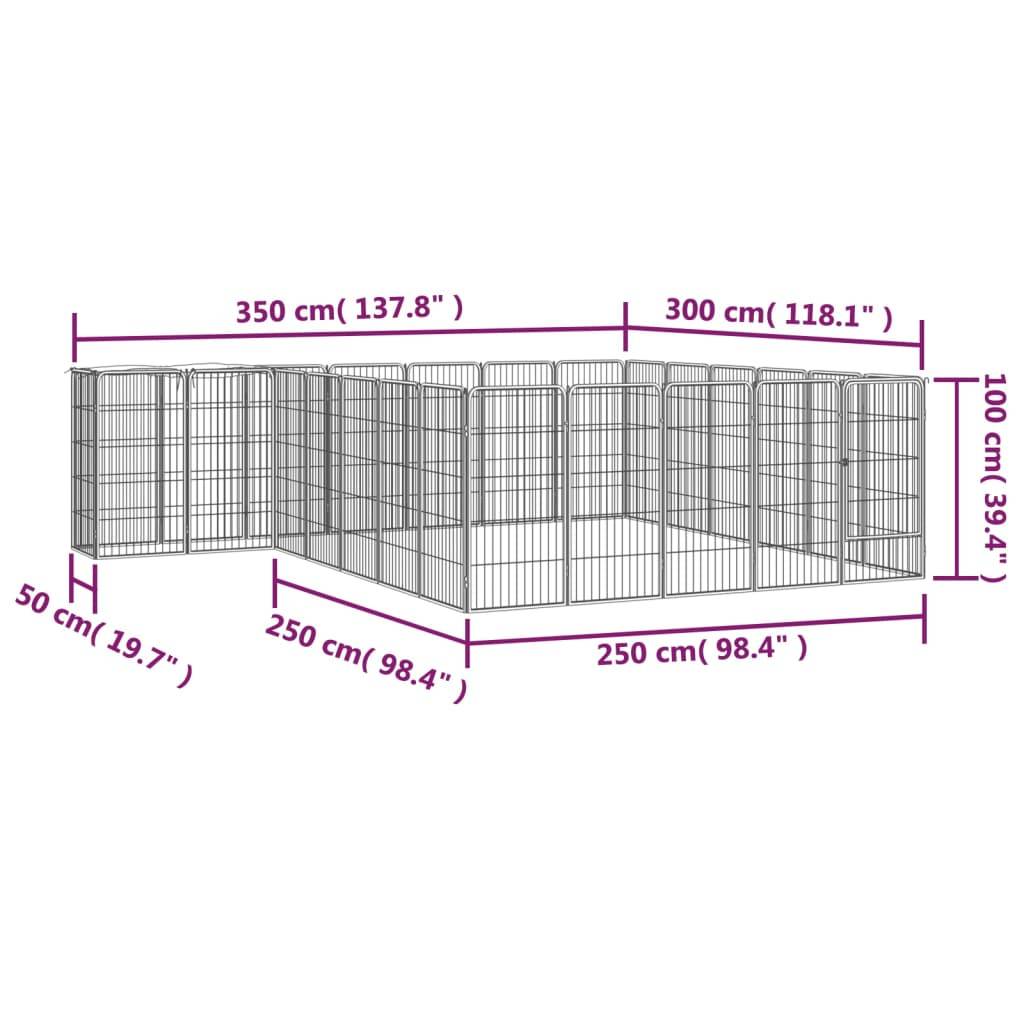 Vidaxl - Parc pour chien 26panneaux Noir 50x100cm Acier enduit de poudre vidaXL 3115952 - Imagen 3