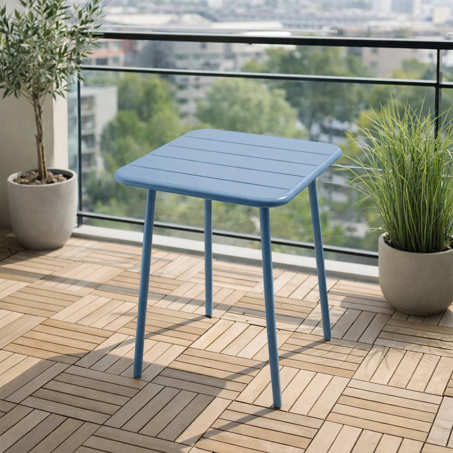 Table carrée 2 places 50x50cm bleu BERGAME - Image 2