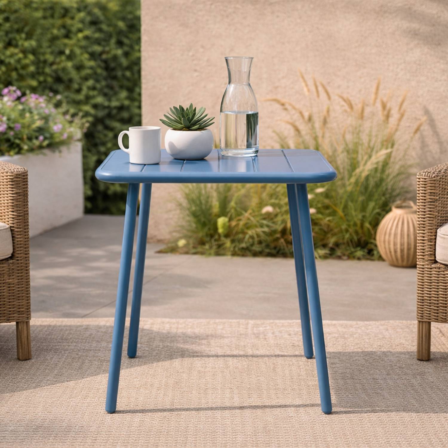 Table carrée 2 places 50x50cm bleu BERGAME - Image 5