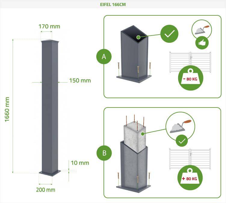 Casanoov Portillon bois composite 1m ATHOS H.140cm teck avec cadre aluminium + 2 poteaux EIFEL aluminium 15x15cm 140 x 300 cm Teck - Image 3