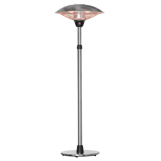 Parasol chauffant électrique infrarouge sans émission de CO₂, IP44, plusieurs puissances, hauteur réglable, acier inoxydable argenté - Image 1
