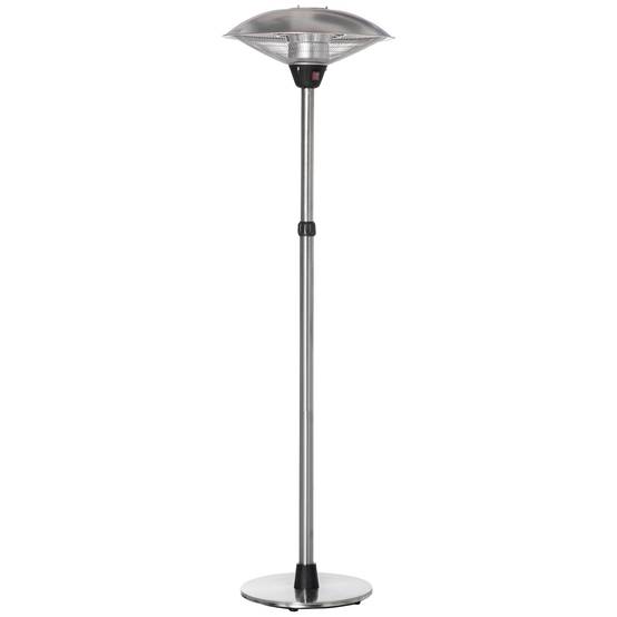 Parasol chauffant électrique infrarouge sans émission de CO₂, IP44, plusieurs puissances, hauteur réglable, acier inoxydable argenté - Image 2
