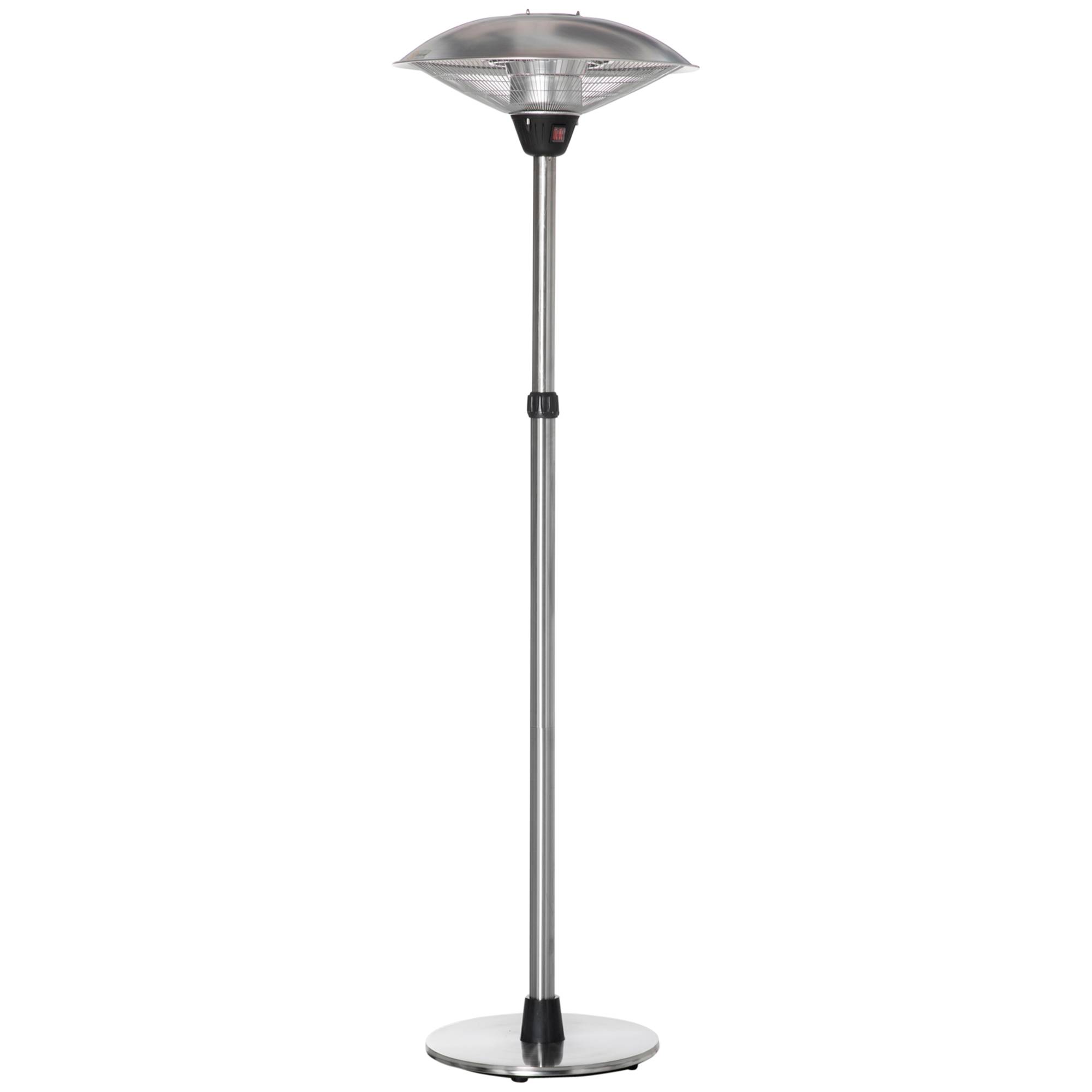 Parasol chauffant électrique infrarouge sans émission de CO₂, IP44, plusieurs puissances, hauteur réglable, acier inoxydable argenté - Image 2