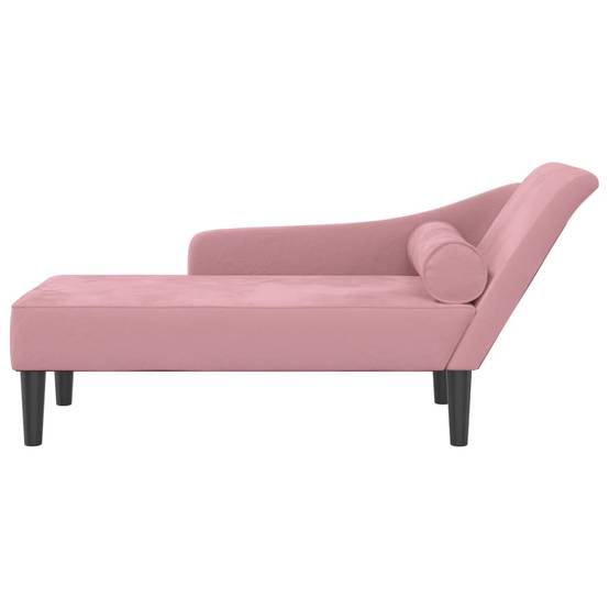 Maison Chic - Bain de soleil - Transat - Chaise longue avec coussins rose velours - MEUBLE PRO - Image 3