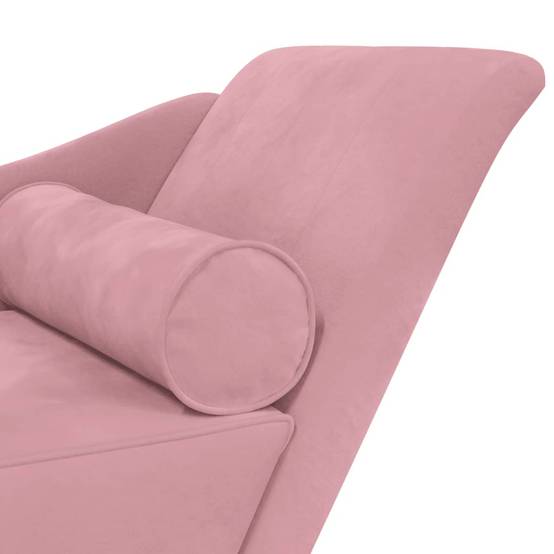 Maison Chic - Bain de soleil - Transat - Chaise longue avec coussins rose velours - MEUBLE PRO - Image 6