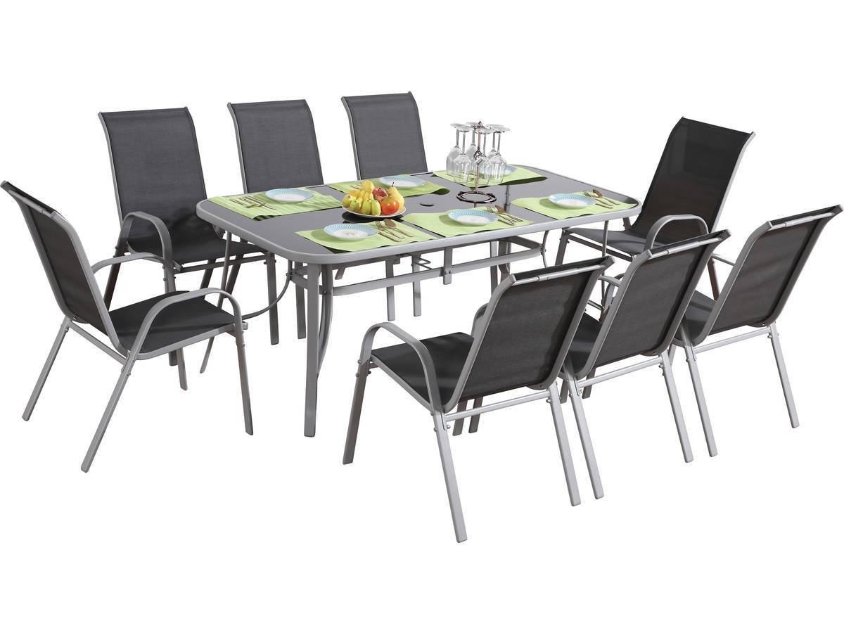 Habitat Et Jardin - Table Et Chaises De Jardin En Textilène "cordoba Xl 180" - Phoenix - 8 Places - Gris Foncé -habitat Et Jardin - Imagen 1