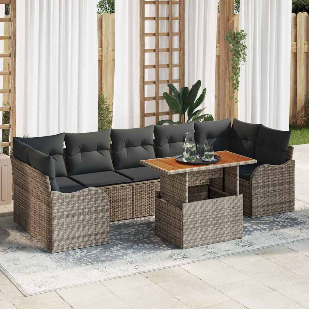 Salon de jardin 8 places en Poly rotin modulable avec coffres de rangement Gris – ComfortXL Outdoor Living - Image 1