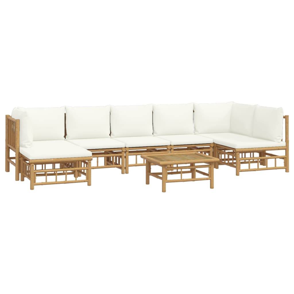 Vidaxl - Salon de jardin 8 pcs avec coussins blanc crème bambou vidaXL 3155206 - Imagen 4