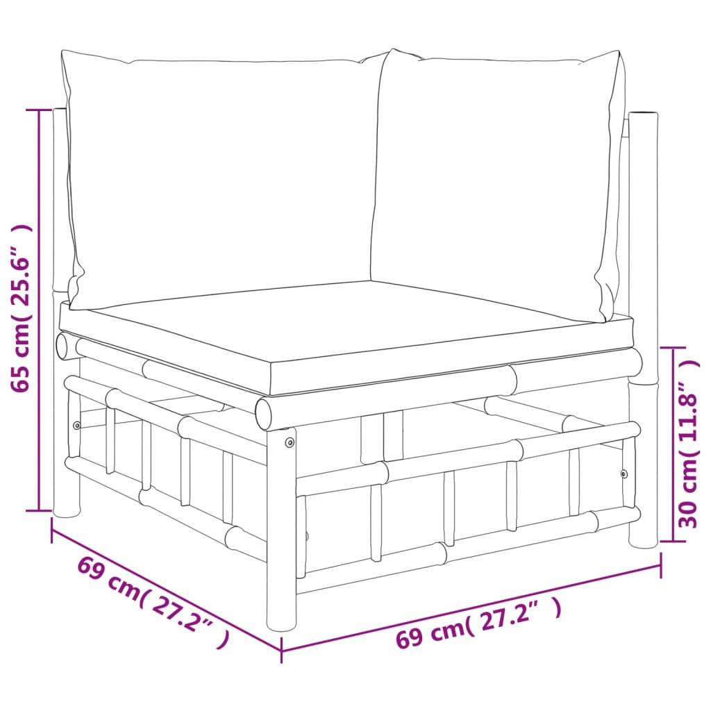 Vidaxl - Salon de jardin 8 pcs avec coussins blanc crème bambou vidaXL 3155206 - Imagen 3