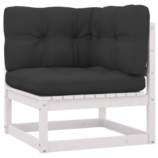 Helloshop26 - Salon de jardin meuble d'extérieur ensemble de mobilier 10 pièces avec coussins blanc bois de pin massif - Imagen 3