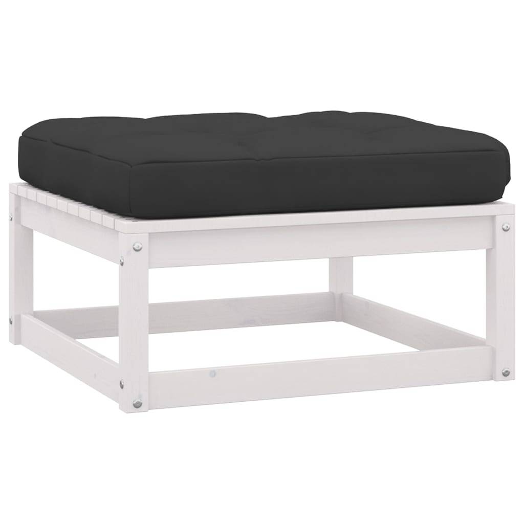 Helloshop26 - Salon de jardin meuble d'extérieur ensemble de mobilier 10 pièces avec coussins blanc bois de pin massif - Imagen 5