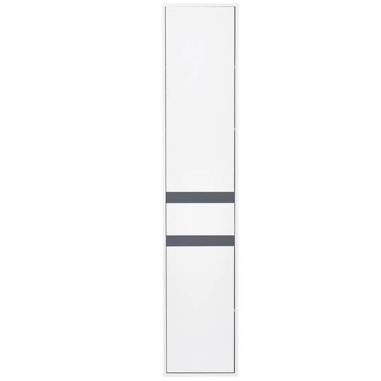 Colonne salle de bain avec 2 placards 3 étagères et tiroir, meuble rangement vertical bois blanc moderne - Image 2