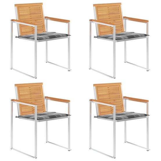Teck Inox Chaises jardin bois teck inox coussin 60 x 56 x 85 cm - PANGIVO - Jardiland